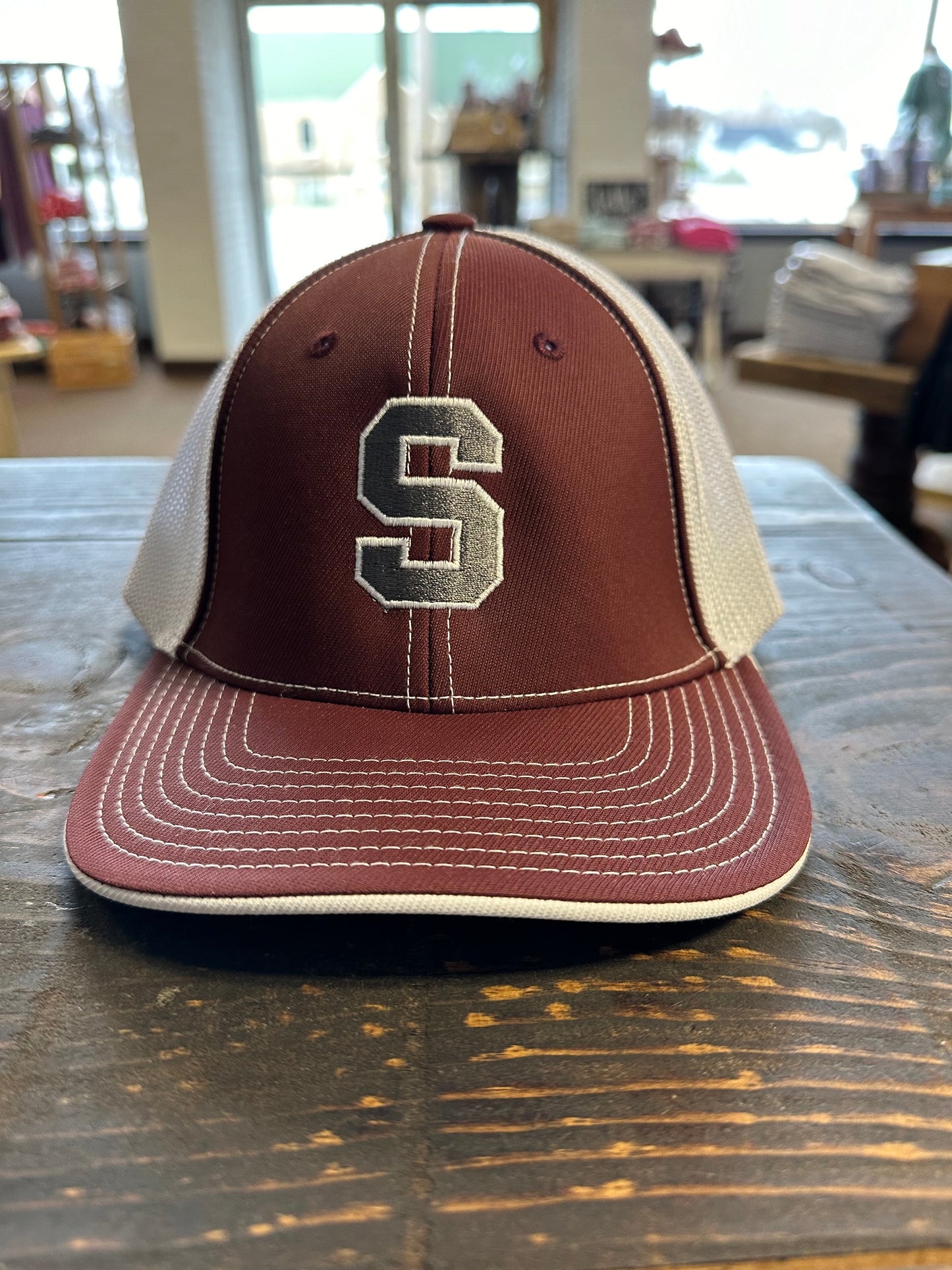 Maroon "S" Hat White Outline