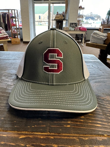 Grey and Maroon "S" Hat
