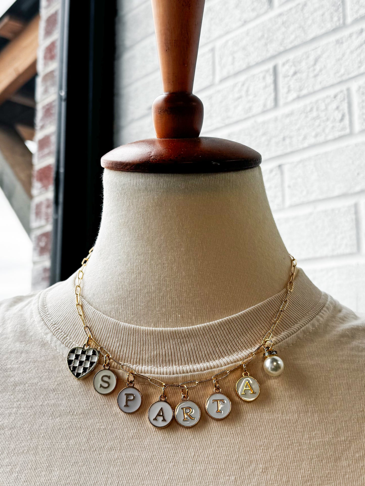- Checkerboard Sparta Charm Necklace -