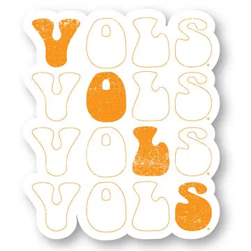 -Tennessee Groovy "Vols" Stacked Sticker-