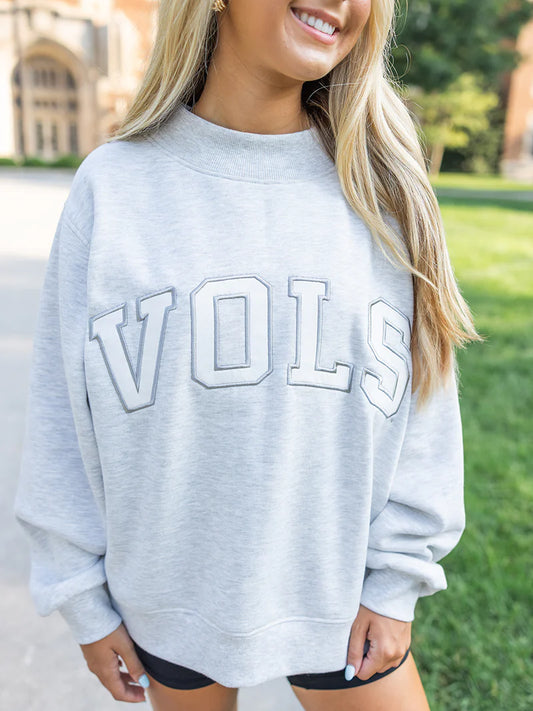 - Tennessee "VOLS" Applique Mock-Neck Sweatshirt-